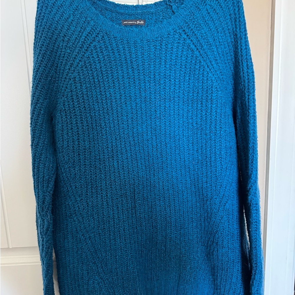 American Eagle Outfitters Teal Crew Neck Sweater